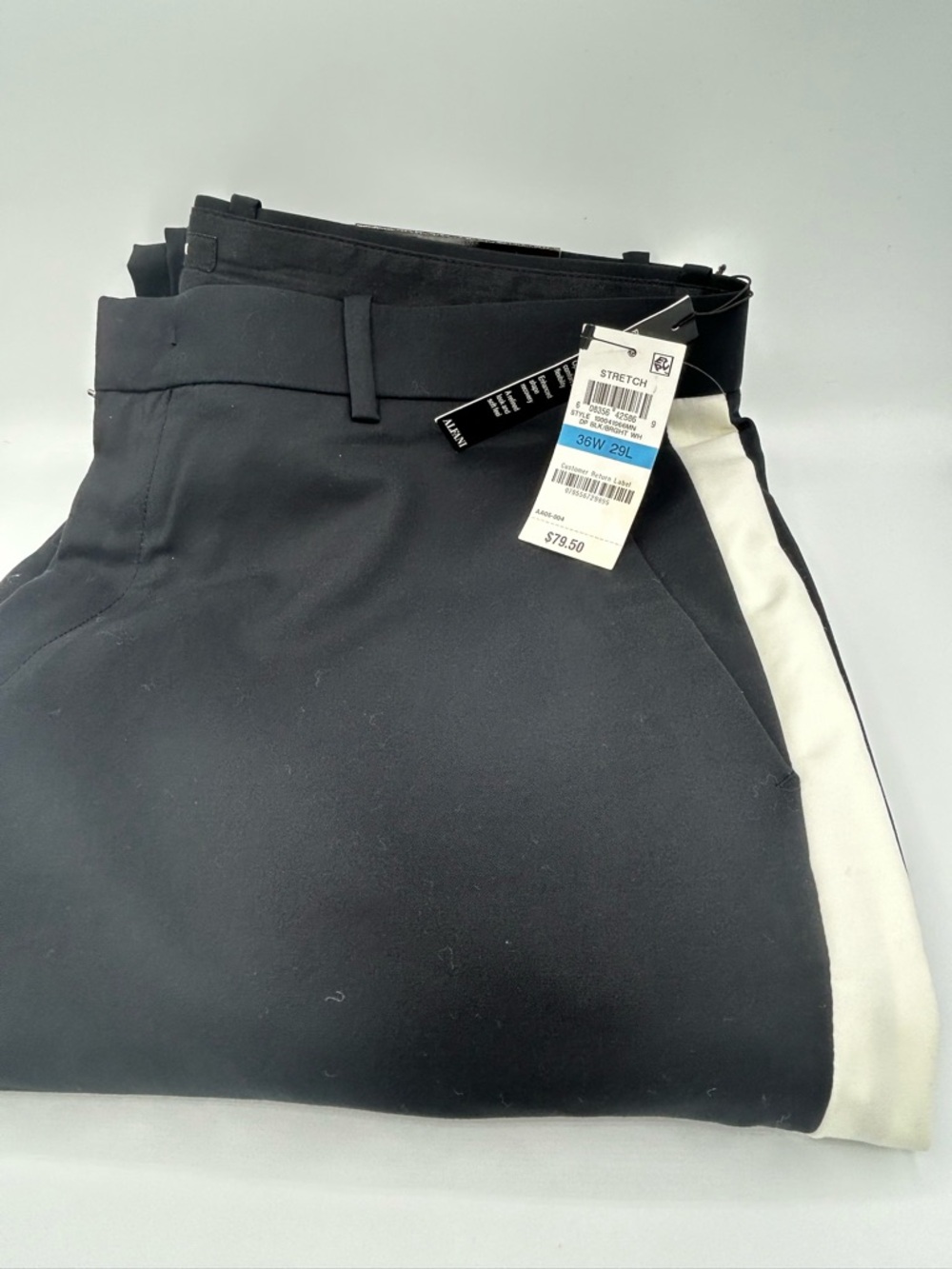 Men's Alfani Black Stretch Pants with White Side Stripe